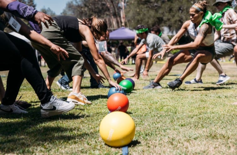 dodgeball during field day event