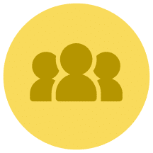 Team Building Icon of a group of users against a yellow background for decoration